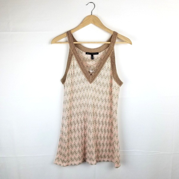 white house black market Tops - NWT WHBM Pink Brown ZigZag Lace Up Tank Top Size L